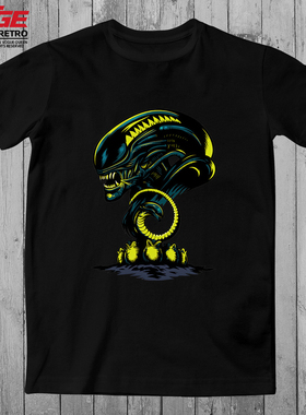 异形T恤Xenomorph恐怖电影美剧周边原创设计Alien潮牌酷纯棉体恤