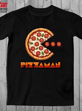 吃豆披萨人T恤街机红白机游戏Pac Pizza Man潮牌EATGE原创体恤