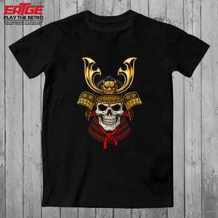 战国骷髅武士T恤Samurai大将军原创潮流朋克嘻哈街头纯棉潮牌体恤