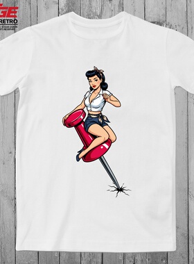 Rockabilly摇滚风插画扎心女孩T恤视觉焦点街头感EATGE原创体恤