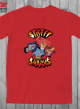 鲨鱼侠T恤Street Sharks复古街头朋克动漫原创纯棉大码宽松体恤