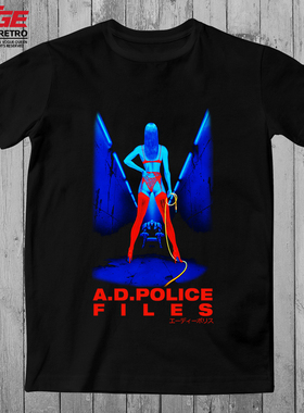 AD特警T恤经典蒸汽朋克动漫AD Police Files纯棉黑色原创潮牌体恤