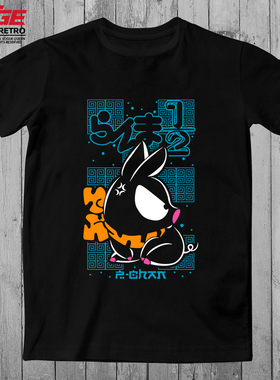 乱马响良牙T恤Ranma 1/2七笑拳P酱复古动漫纯棉黑色潮牌宽松体恤