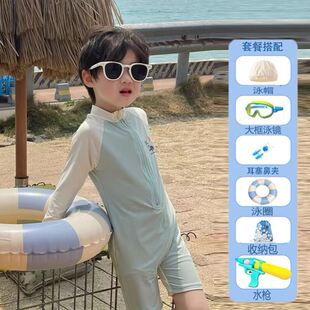 韩版 速干防晒泳装 洋气连体泳衣海边度假 男童长袖 儿童泳衣超萌新款