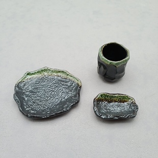 日本料理陶瓷餐具异型石纹骨碟酱油味碟茶水杯调料碟摆台面三件套