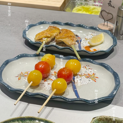 日本怀石会席板前炉端烧料理陶瓷餐具寿司刺身拼盘烧鸟烤肉串碟子