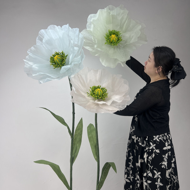 巨型大号手工纸花虞美人婚礼布置婚庆绢花