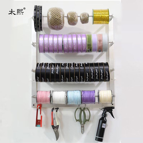 花店挂墙丝带创意卷轴收纳展示