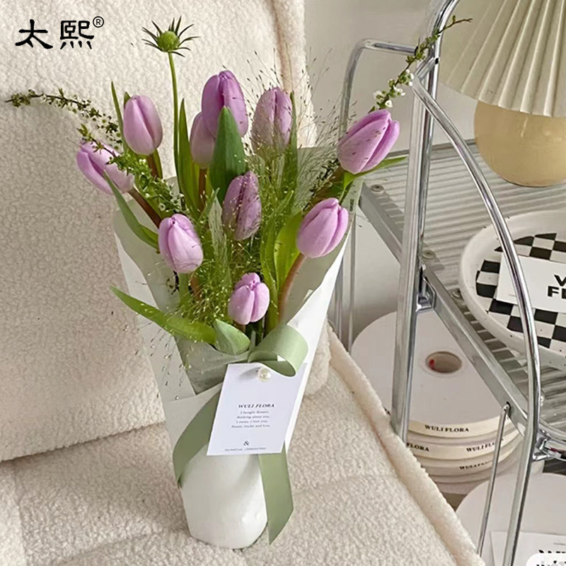 新款简约牛皮卡纸郁金香鲜花花束花艺包装材料手工diy卡纸包花纸