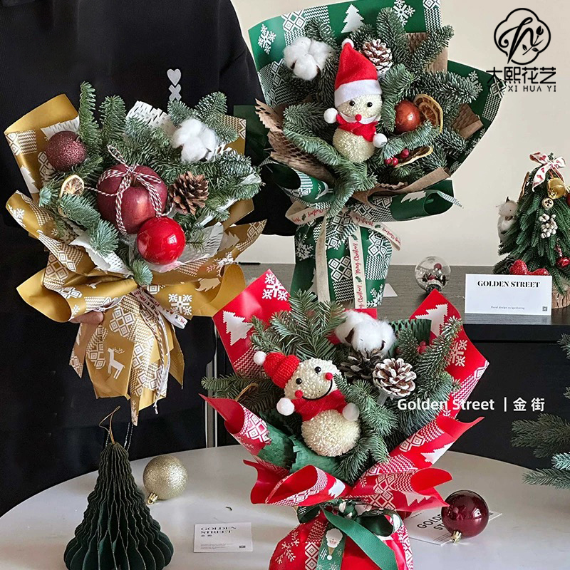 圣诞节防水鲜花包花纸太熙材料