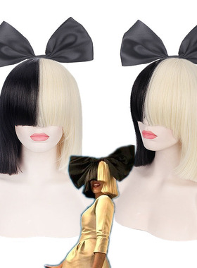 外贸热卖SIA明星歌手This is acting wigs 黑浅金混色波波假发