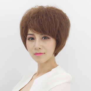 假发女短发 仿真发时尚玉米烫爆炸头蓬松透气逼真短卷发 wigs