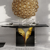 意式 轻奢条案台别墅门厅入户靠墙异形桌不锈钢创意设计师款 玄关桌