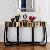 轻奢不锈钢玄关桌创意钢化玻璃客厅简约靠墙桌入户端景台定制家具