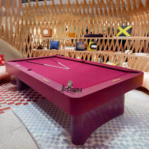 意式黑八台球桌蓝色布艺实木球桌
