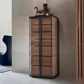 意式 极简七斗柜卧室储物飞机柜木质对开门现代钢化玻璃抽屉收纳柜