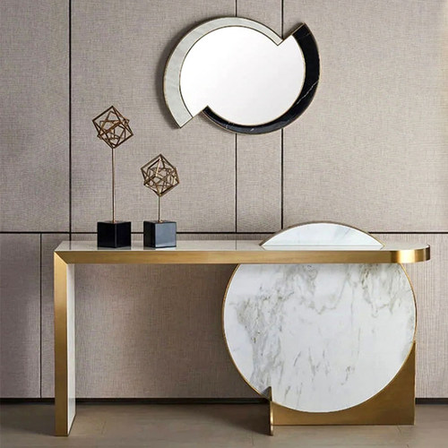 ZYCY轻奢大理石客厅玄关台不锈钢