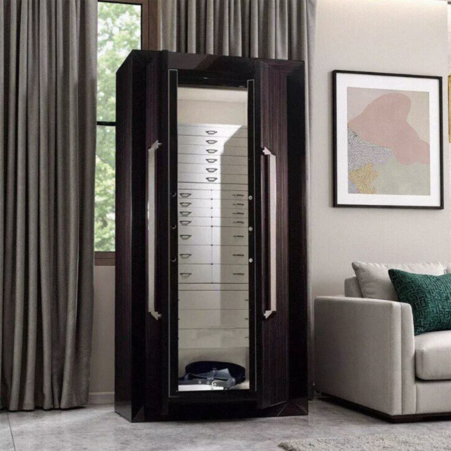 意式轻奢木质首饰柜别墅豪宅创意设计师款时尚现代简约落地储藏柜,住宅家具,落地首饰柜,淘宝优惠券,粉丝福利购,淘宝优惠卷