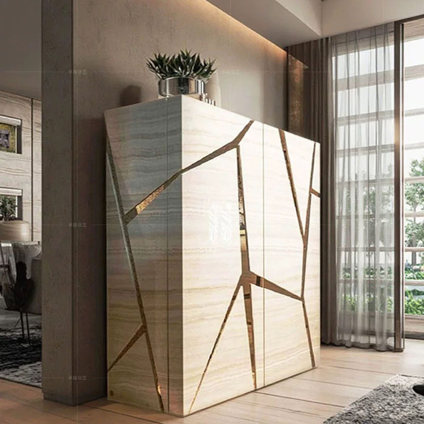 ZYCY酒柜轻奢高档高级感靠墙一体