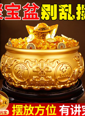 新款聚宝盆纯黄铜米缸招财摆件