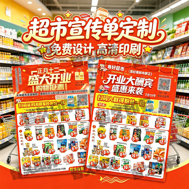 定制超市生鲜店开业大酬宾广告宣传单店铺促销广告海报展架设计图片