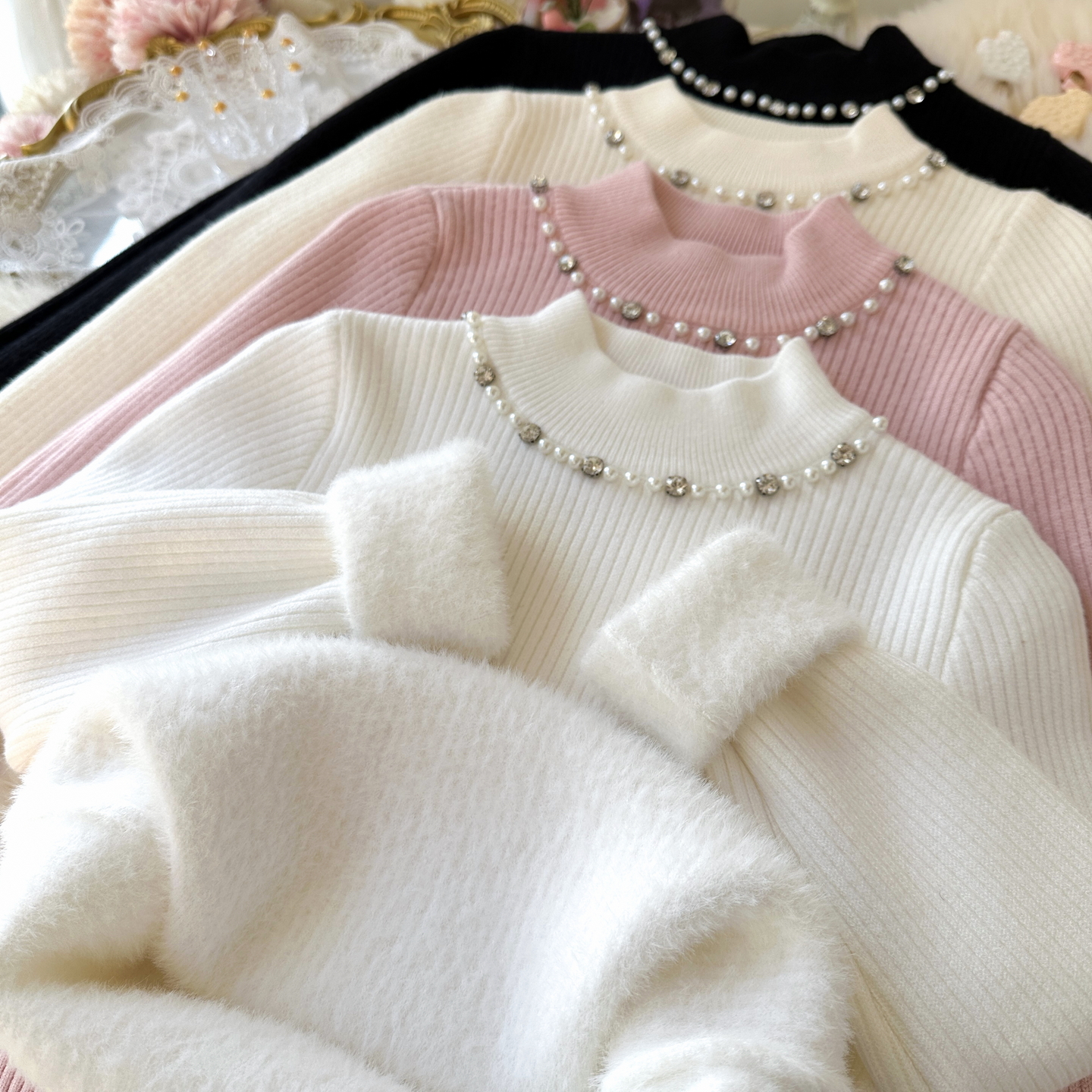 女宝一体绒毛衣2025冬新款女童加厚打底衫百搭儿童纯色加绒针织衫