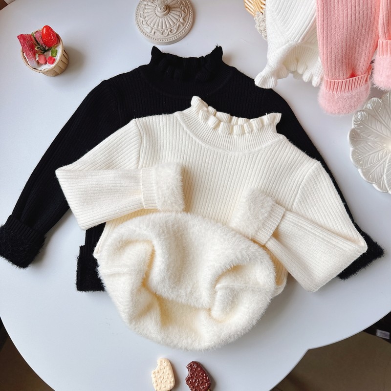 女童一体绒毛衣冬季加厚打底衫女童花边领儿童宝宝内搭加绒针织衫,童装/婴儿装/亲子装,毛衣/针织衫,淘宝优惠券,粉丝福利购,淘宝优惠卷
