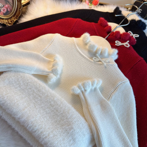 秋冬季女宝宝一体绒毛衣