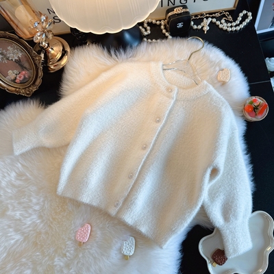 秋冬季女童仿貂绒不起球毛衣开衫