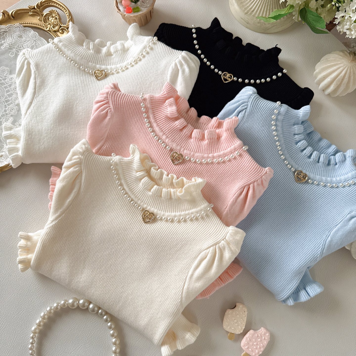 2025新款女宝花边领打底衫儿童女童针织毛衣秋冬外穿公主洋气上衣,童装/婴儿装/亲子装,毛衣/针织衫,淘宝优惠券,粉丝福利购,淘宝优惠卷