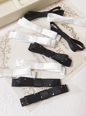 黑白波点细闪布艺小蝴蝶结半成品diy发夹发饰配件鞋帽服装饰领结