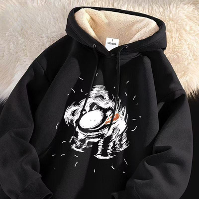 羊羔绒卫衣男青少年保暖加绒加厚