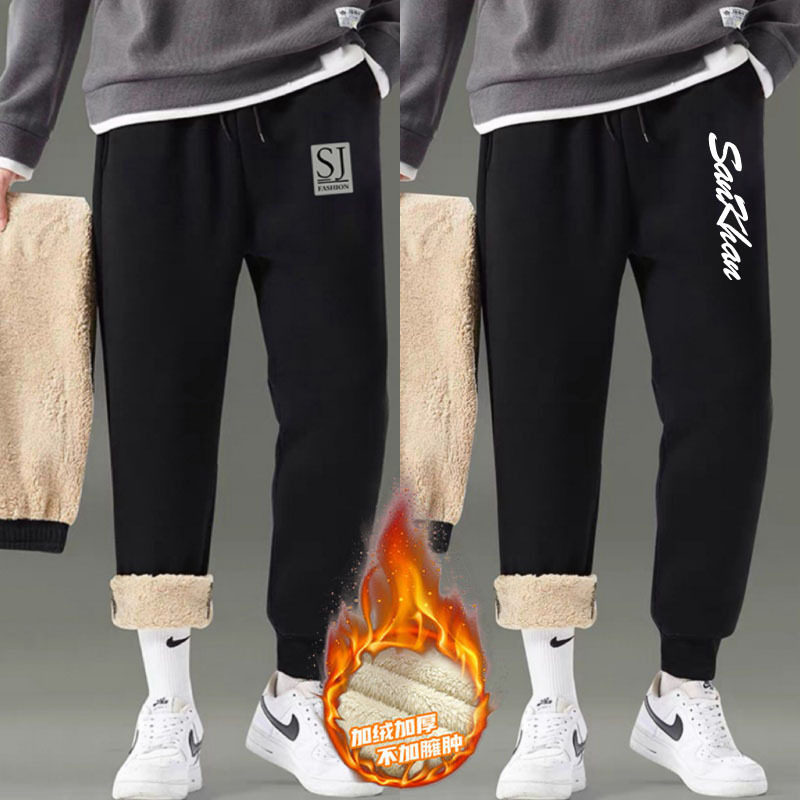 男士冬季加绒束脚裤外穿羊羔绒保暖长裤潮流百搭休闲加大码运动裤,男装,休闲裤,淘宝优惠券,粉丝福利购,淘宝优惠卷