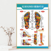 足部反射区健康疗法挂图足疗穴位KT板相框挂画中医养生保健海报贴