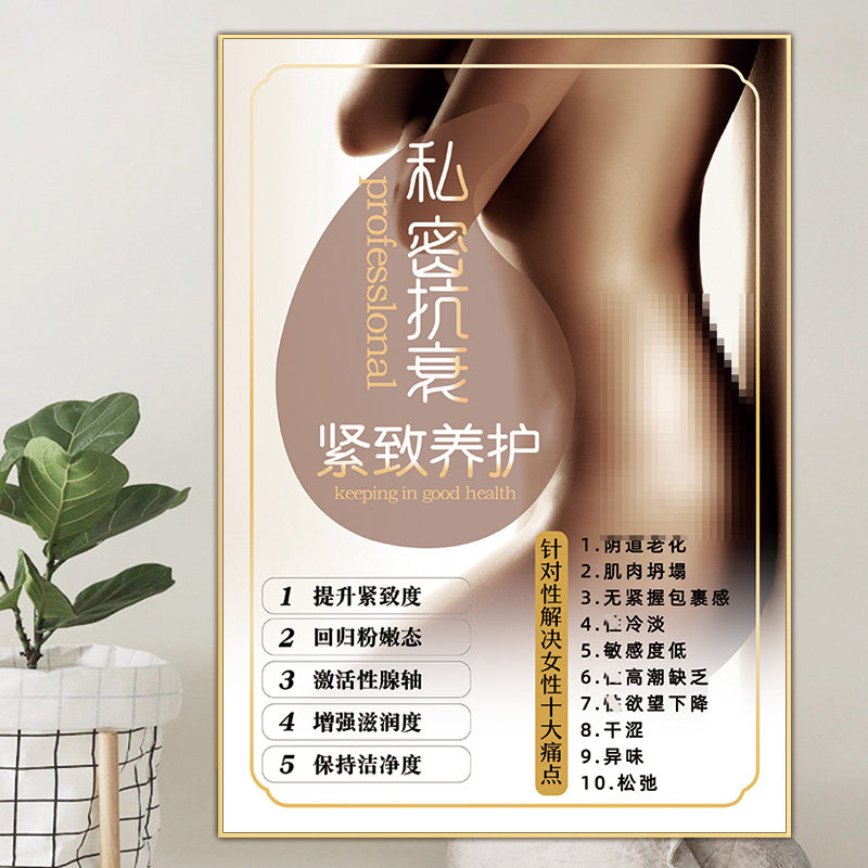 私密抗衰海报美容院妇科宣传图产后修复画生殖健康挂画私密广告图