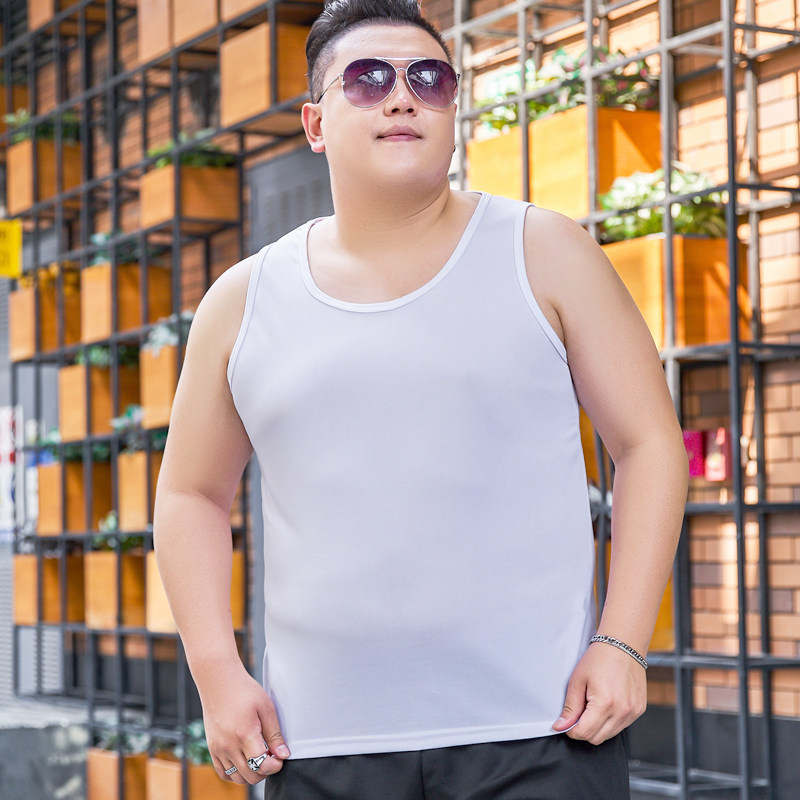 夏季背心男加肥加大码纯色男装汗衫宽松无袖T恤速干休闲运动上衣