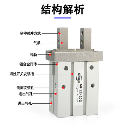 气动手指气缸MHZ2-16D机械手 小型平行夹爪夹具 机械夹MHZL2-20D