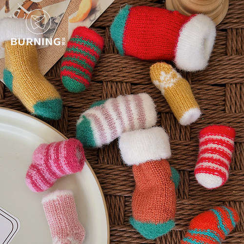 贝影圣诞毛绒针织迷你袜子合集