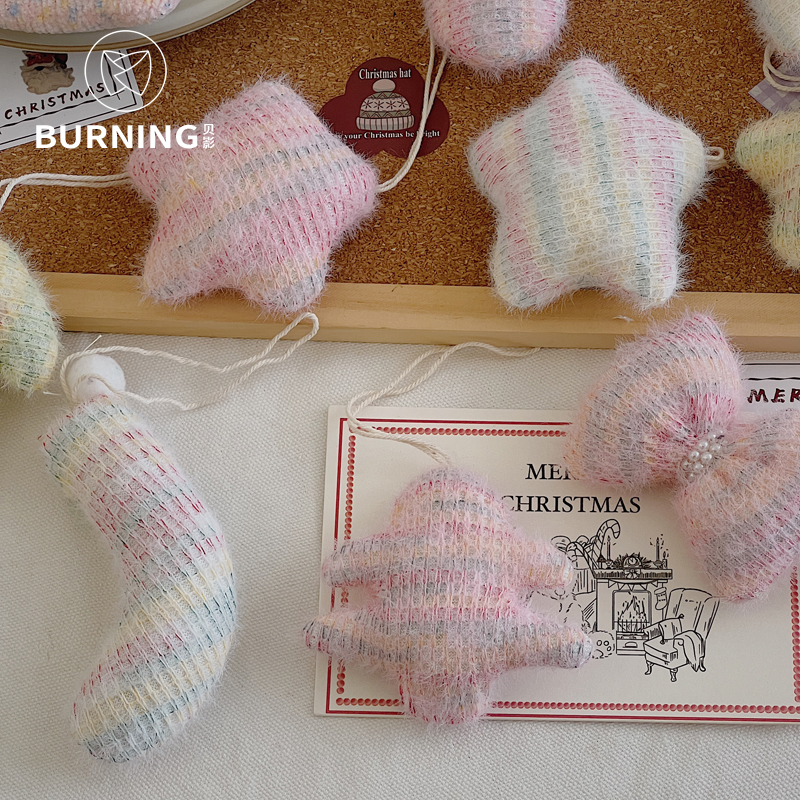 贝影圣诞韩系加棉挂件手套袜子