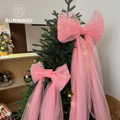 贝影 ins风网纱蝴蝶结圣诞节装 饰圣诞树diy配饰蝴蝶结成品资材