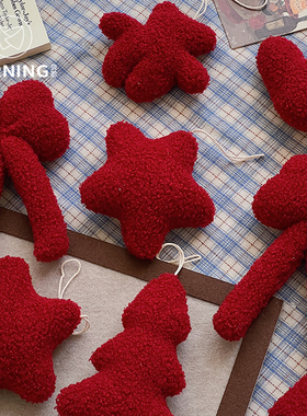 贝影 圣诞原创羊羔毛挂件简约韩系配饰蝴蝶结圣诞树车挂花店diy