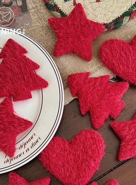 贝影 原创新款圣诞主题毛绒配件车挂装饰圣诞树配饰材料五角星