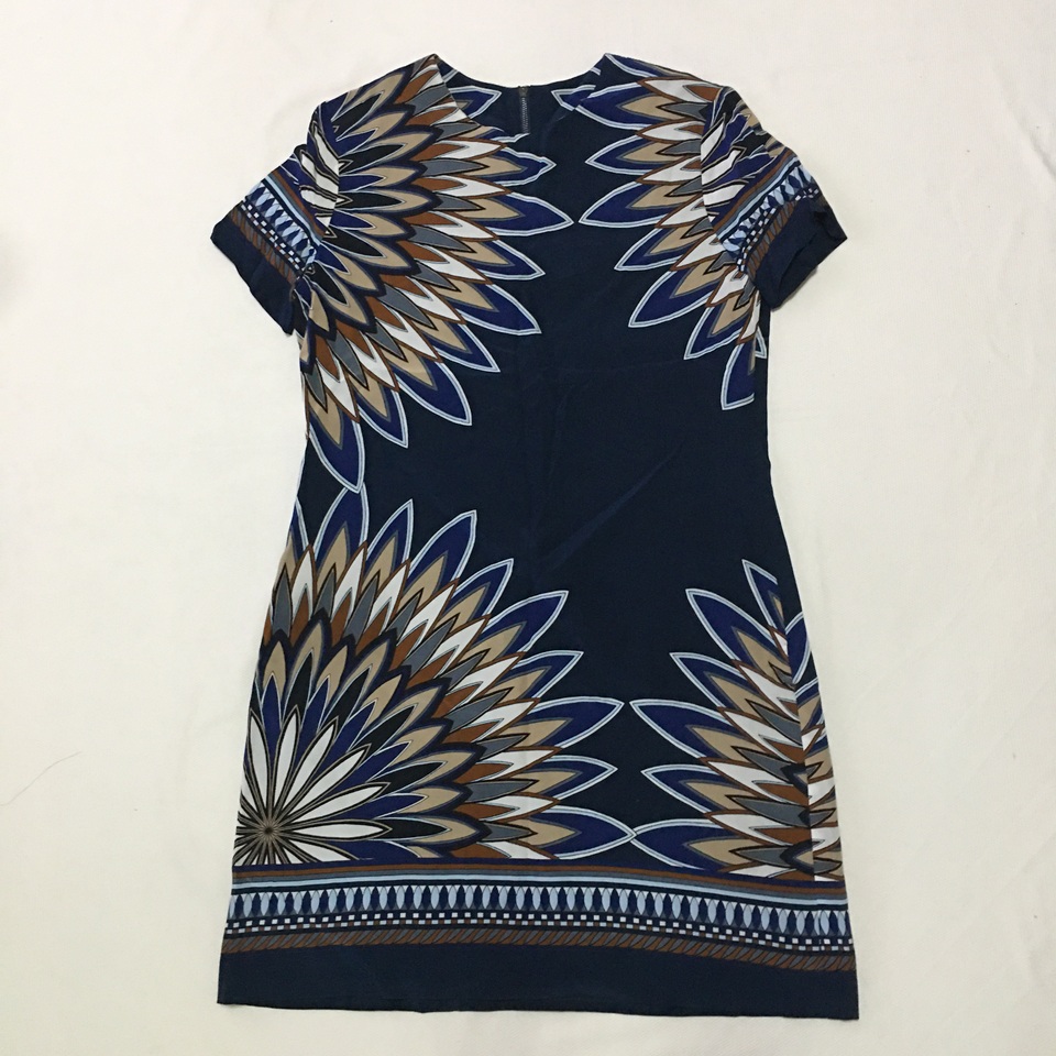 外贸原单 百分百桑蚕丝真丝 超美光泽感抽象印花短袖收腰连衣裙