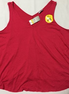 外贸原单 欧美品牌纯色简约V领无袖背心 大码女装垂感百搭