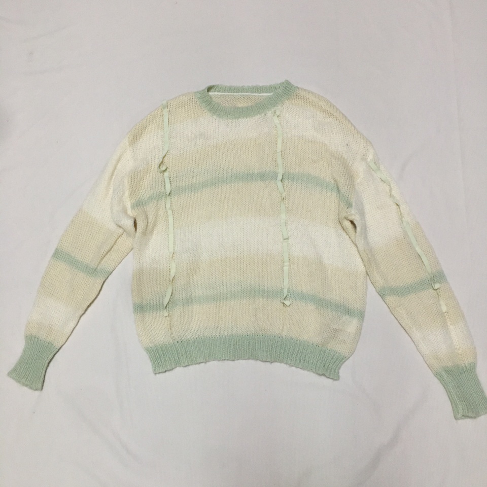 17羊毛混纺 原创设计感甜美丝带编织镂空薄款针织罩衫 休闲减龄