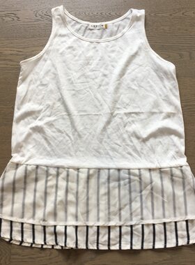 外贸原单 日单棉质雪纺拼接飘逸下摆无袖背心 柔美淑女内搭日系