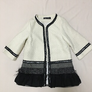 挂板样衣无标白色毛呢厚实淑女公主风复古中袖蕾丝拼接可爱短外套