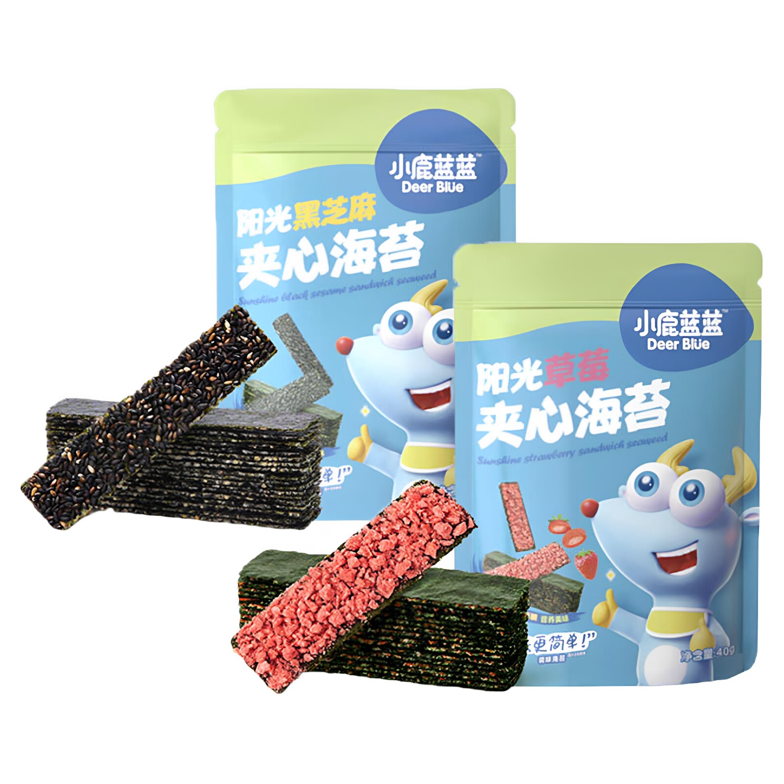 小鹿蓝蓝夹心海苔草莓味黑芝麻味