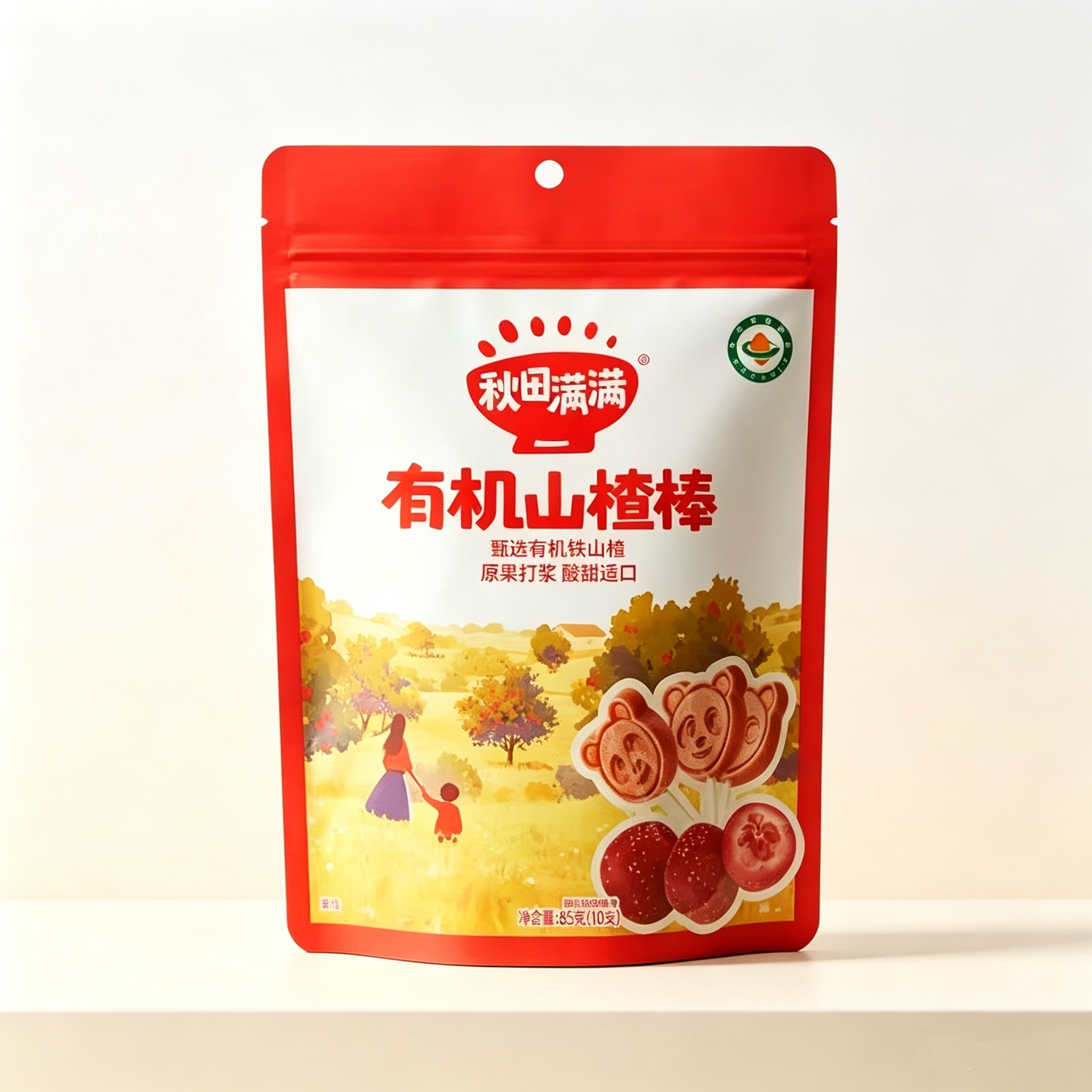 秋田满满有机山楂棒山楂棒棒糖宝宝儿童零食水果棒果肉条85g