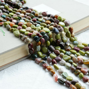 天然牛油果绿阿拉善小直孔碎石随形散珠手工diy饰品配件水晶串珠